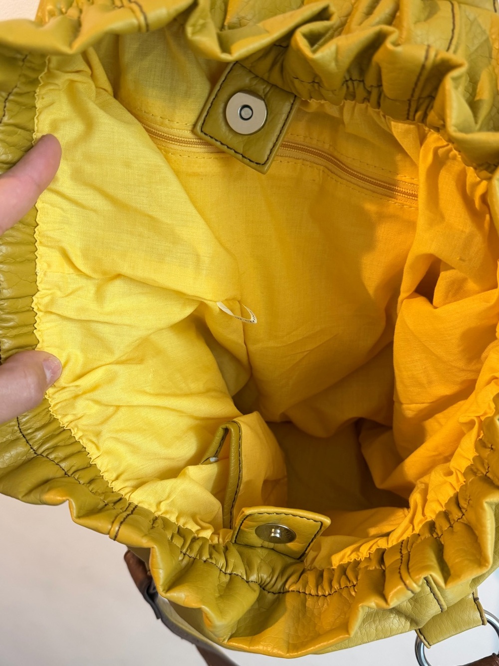 Everyday Mustard Shoulder Tote with Dual Zip Accents - Picture 5 of 5